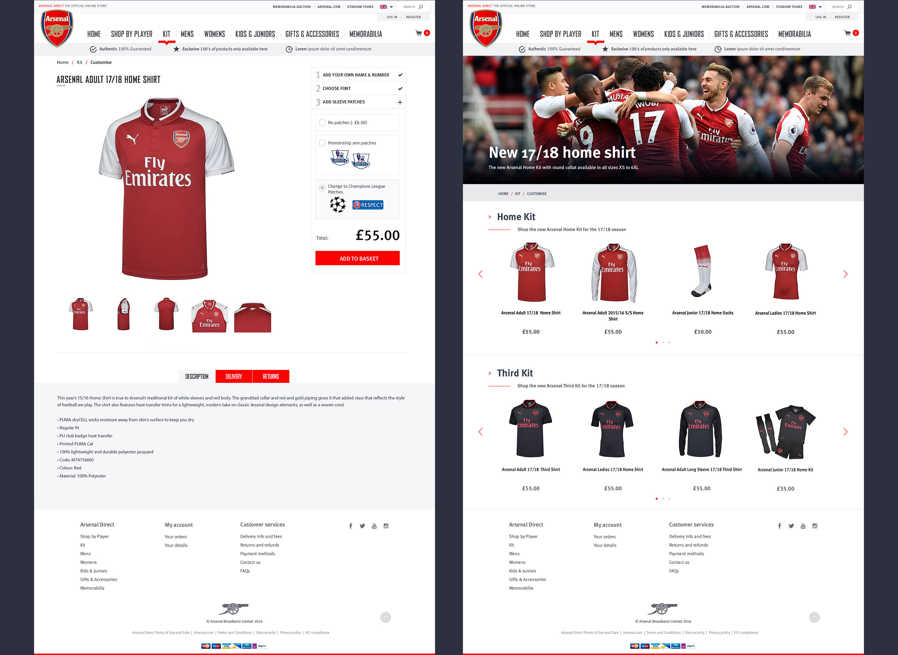 Arsenal Direct, Official Online Store